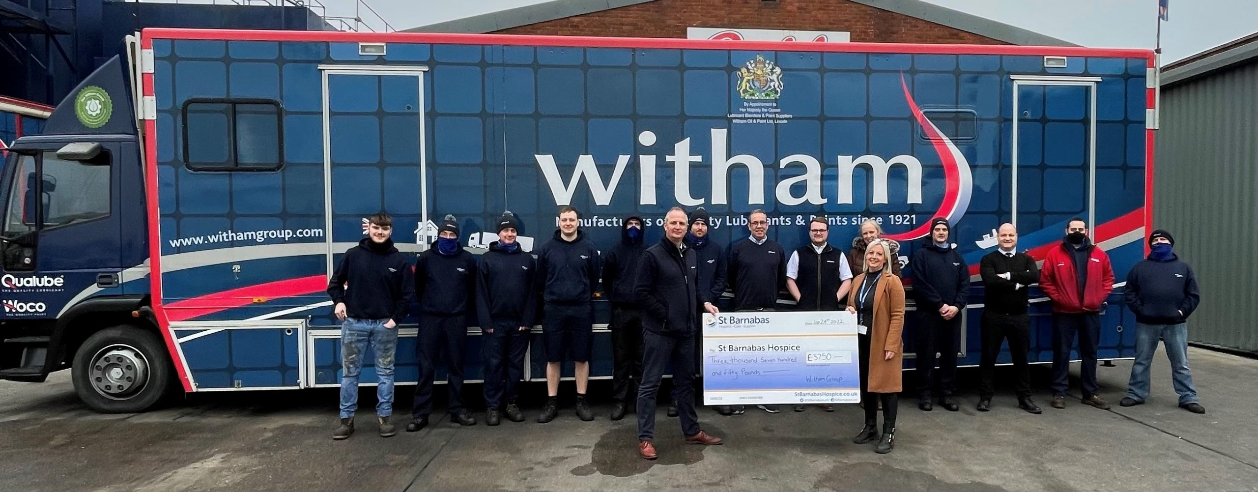 St Barnabas Charity Cheque Presentation with Witham Team