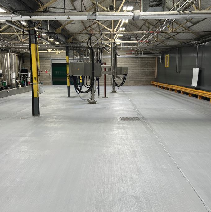 Freshly painted factory floor