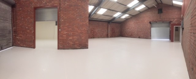 Warehouse floor after being painted