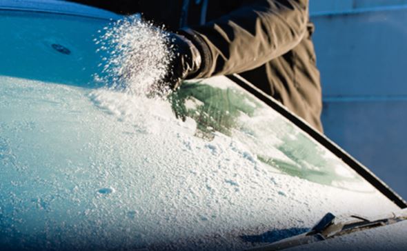 Ice on windscreen winter