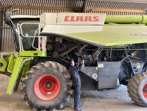 A farmer preparing his combine for Harvest