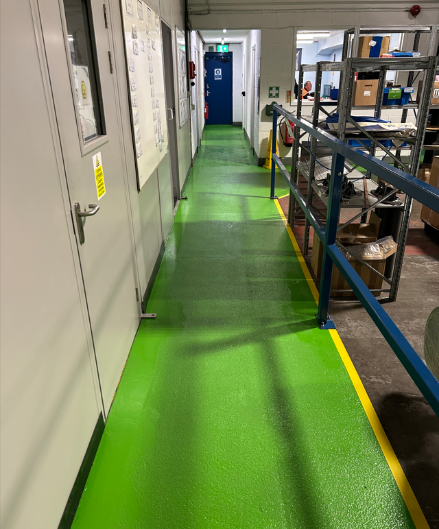 Factory floor after being painted with Woco Koverflor